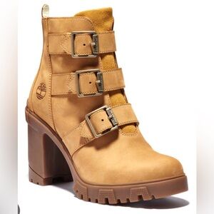 So chic & cozy! Timberland Buckle Strap Lana Tan Heeled Boots